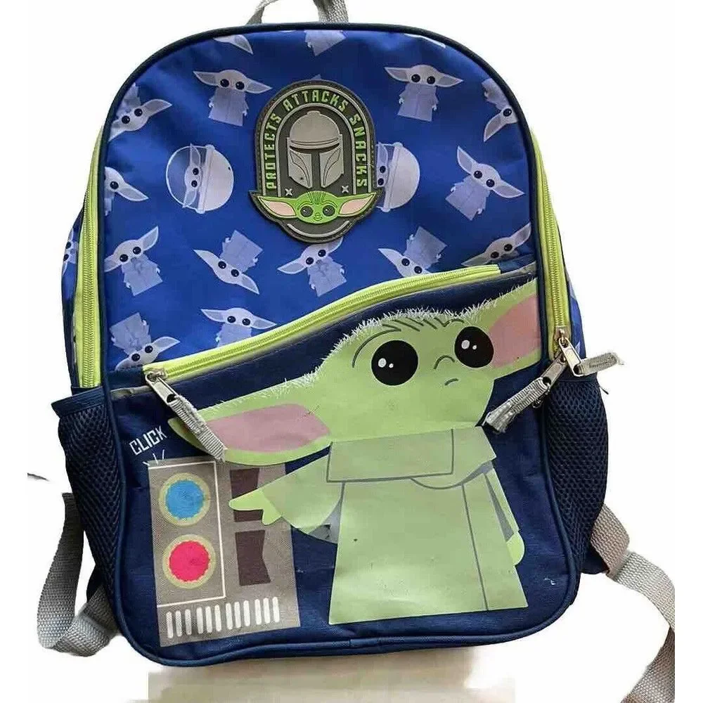 Kids School‎ Backpack, Star Wars Mandalorian Grogu Baby Yoda Blue The Child